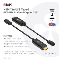 CLUB3D HDMI to USB Type-C 4K60Hz Active Adapter M/F - Afbeelding 4