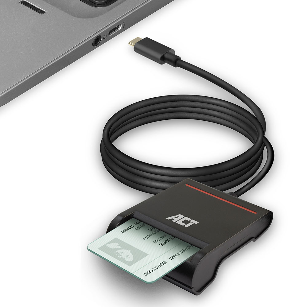 ACT Externe USB-C Smartcard eID Kaartlezer, zwart - Afbeelding 2