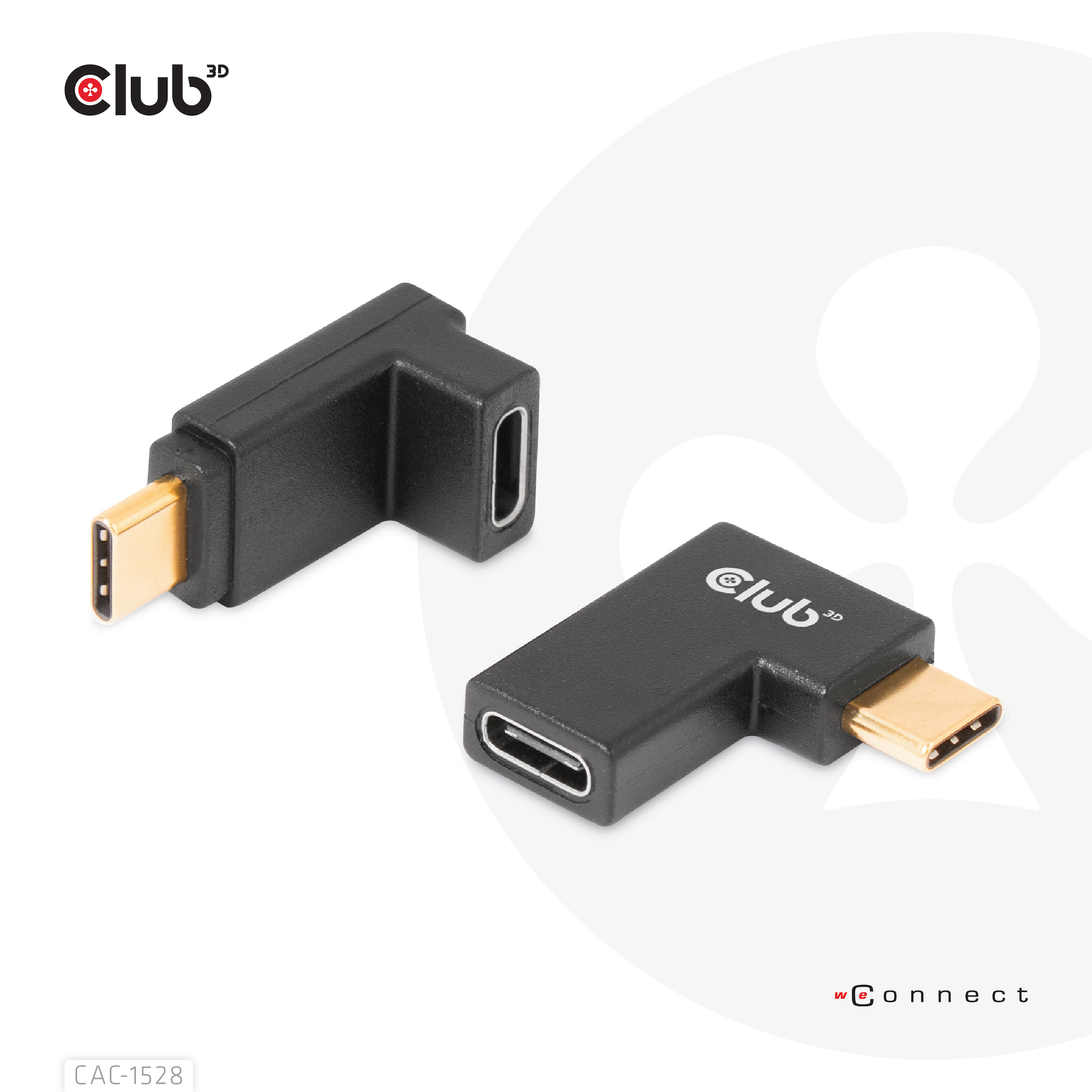 CLUB3D USB Type-C Gen2 Angled Adapter set van 2 - 4K120Hz M/V - Afbeelding 2