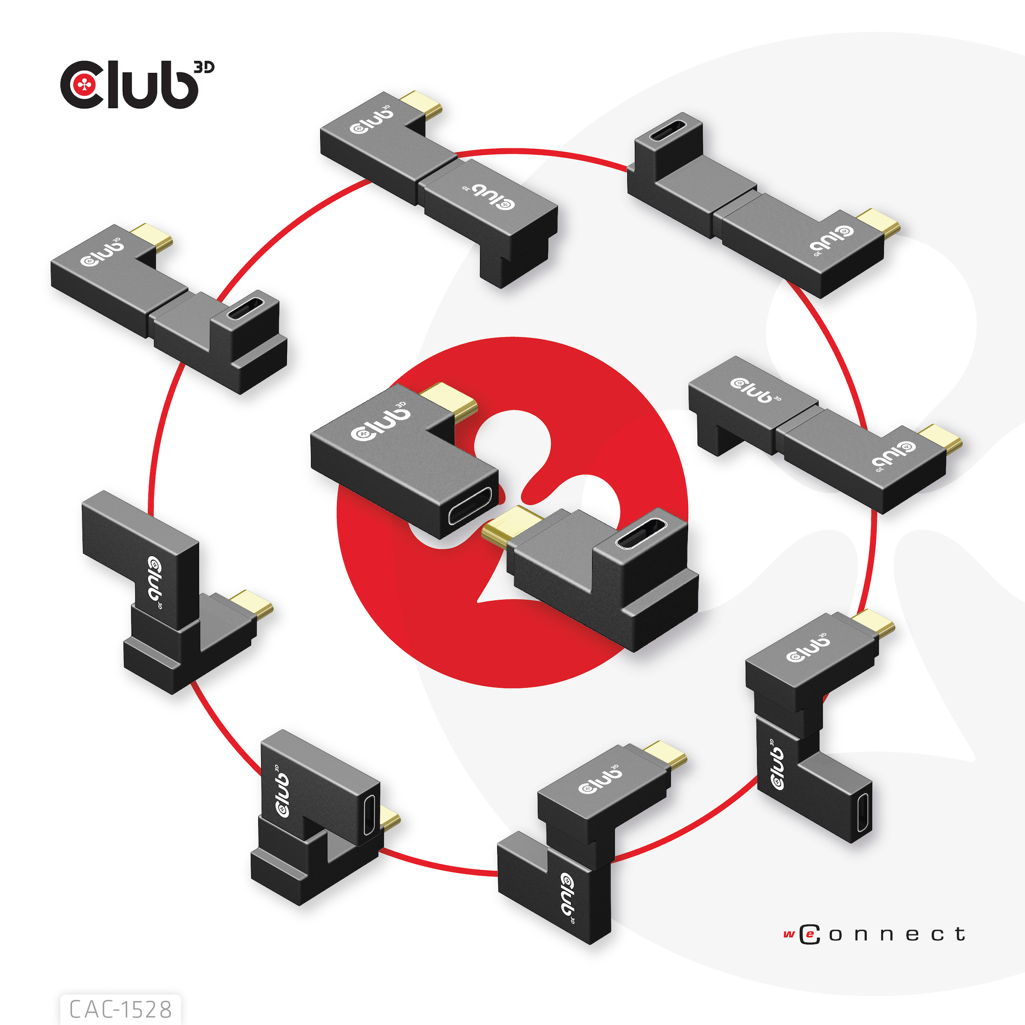 CLUB3D USB Type-C Gen2 Angled Adapter set van 2 - 4K120Hz M/V - Afbeelding 9