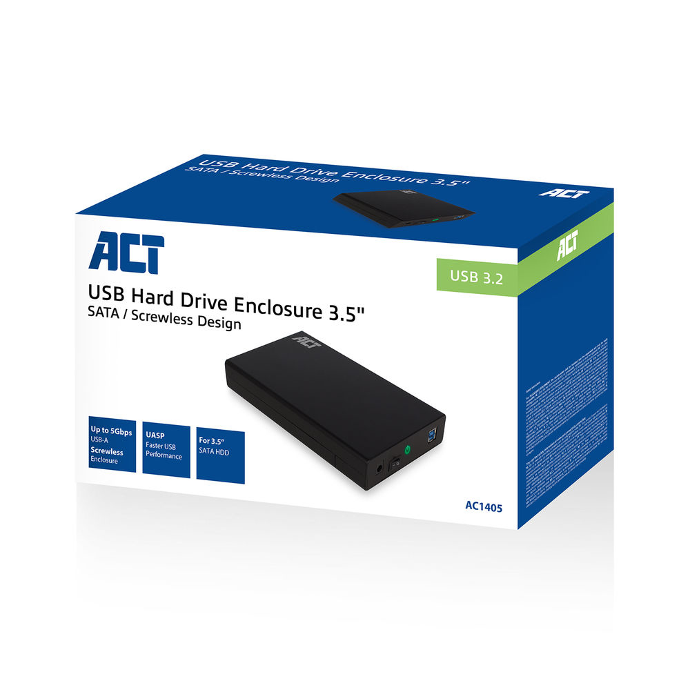 ACT 3,5" SATA harde schijf behuizing, schroefloos, USB 3.2 Gen1 - Afbeelding 7