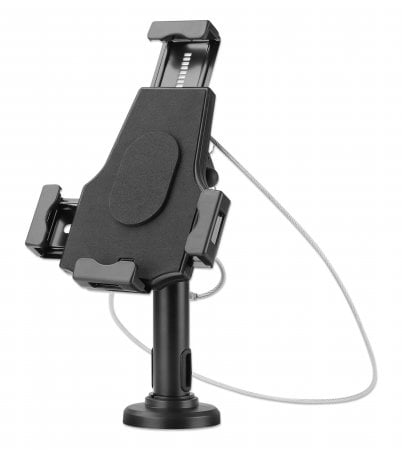 Manhattan Tabletstandaard voor iPad en tablets, vergrendelbaar, ook wandmontage mogelijk, veilige anti-diefstalhouder, voor 7,9"–10,5" tablets, 360° rotatie, +/-70° kanteling, 330° zwenkbaar, zwart