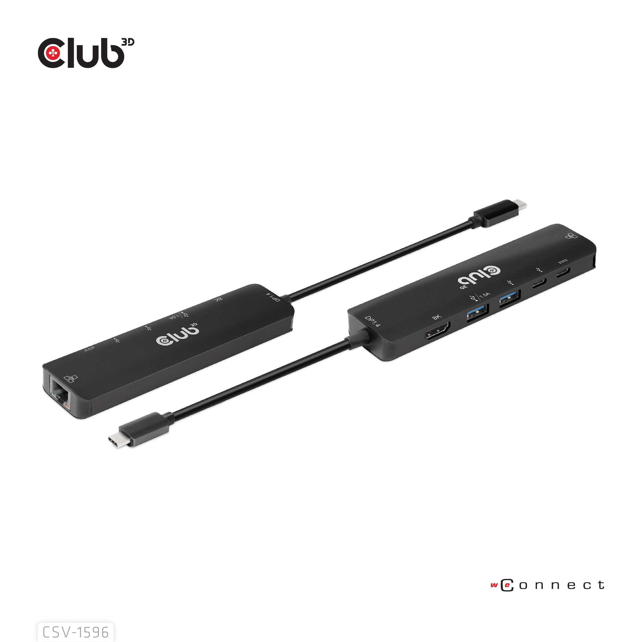 CLUB3D USB Gen1 Type-C, 6-in-1 Hub with HDMI 8K30Hz, 2xUSB Type-A, RJ45 and 2xUSB Type-C, Data and PD charging 100 watt - Afbeelding 4