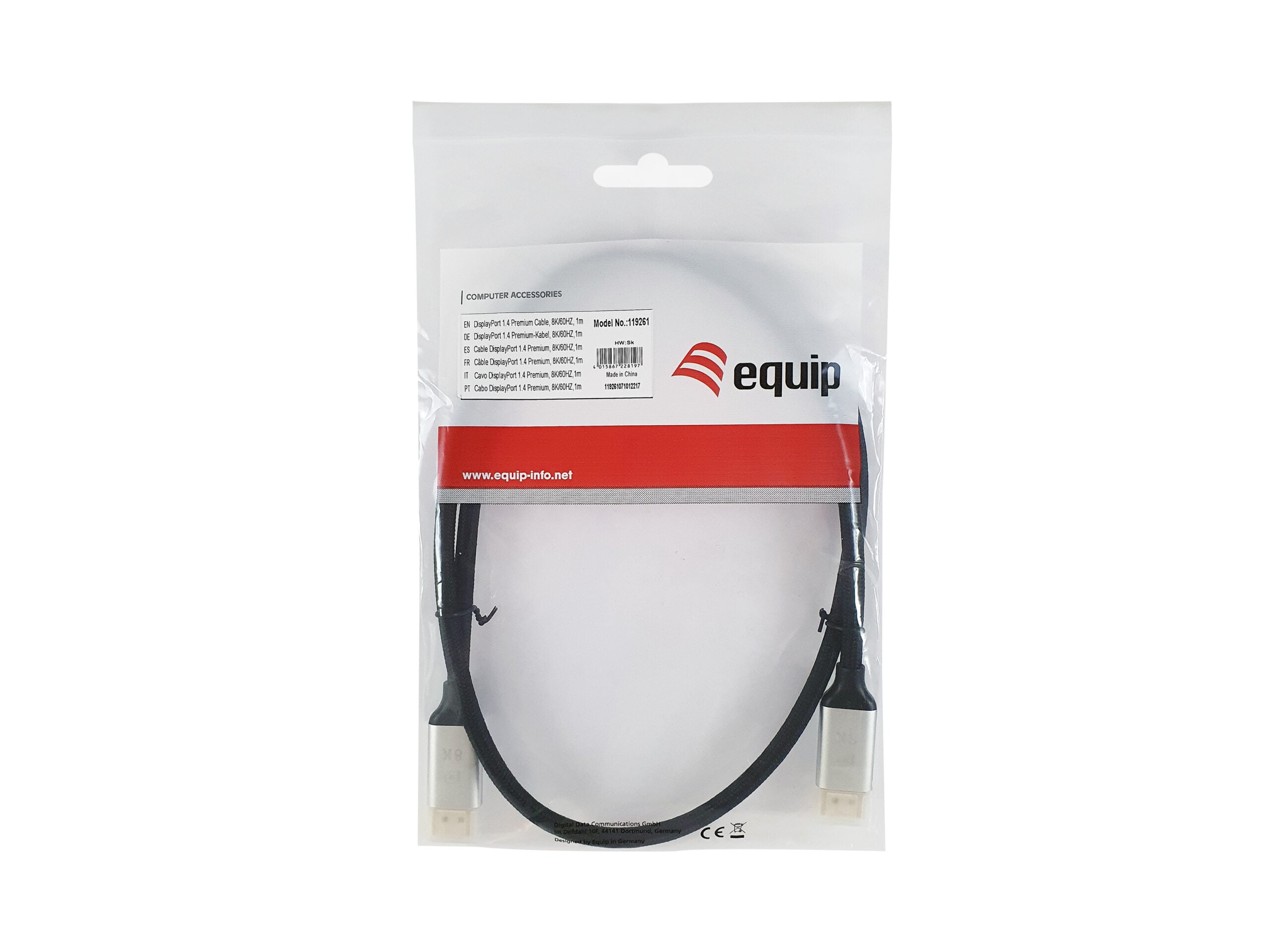Equip 119263 DisplayPort 1.4 Premium kabel, 3,0 m, 8K/60Hz - Afbeelding 4