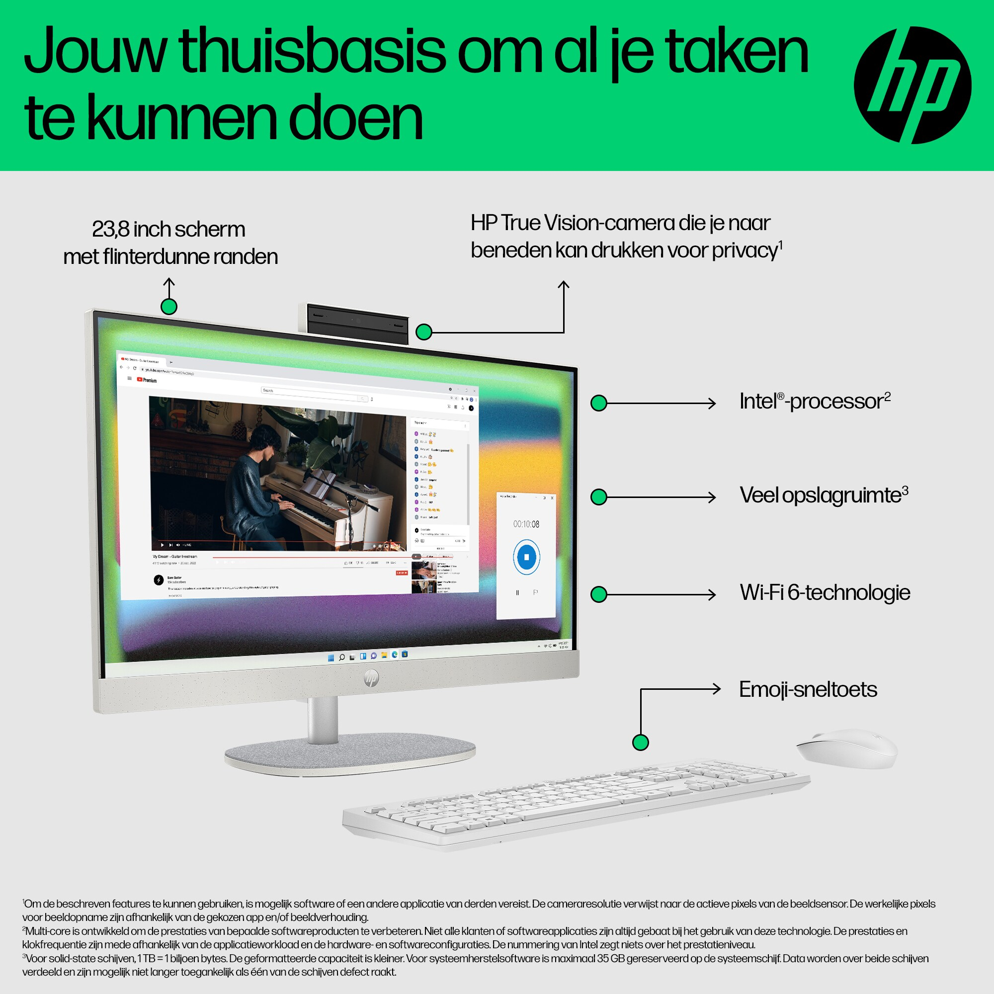 HP 24-cr0055nd Intel® Core™ i5 i5-1335U 60,5 cm (23.8") 1920 x 1080 Pixels Alles-in-één-pc 8 GB DDR4-SDRAM 512 GB SSD Windows 11 Home Wi-Fi 6 (802.11ax) Zwart - Afbeelding 19