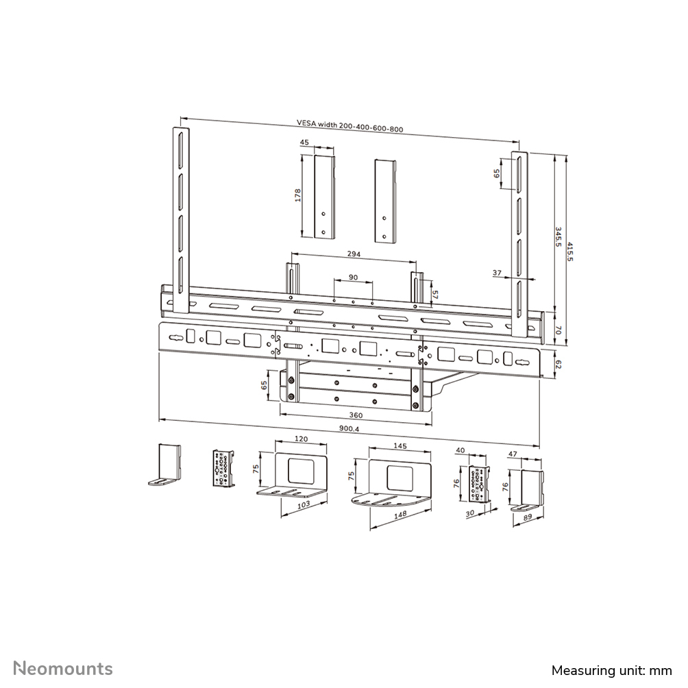 Neomounts AV60-500BL Videobar en laptophouder kit 43-110" - VESA - max 8 kg - universeel - Afbeelding 20