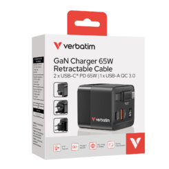 Verbatim GaN Charger 65W Universeel Zwart AC Snel opladen Binnen - Afbeelding 10