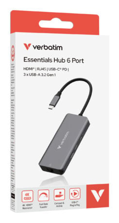 Verbatim USB-C essentiële multipoort hub 6 poorten: RJ45, HDMI, USB-C PD, 3 x USB-A 3.2 Gen 1 - Afbeelding 4