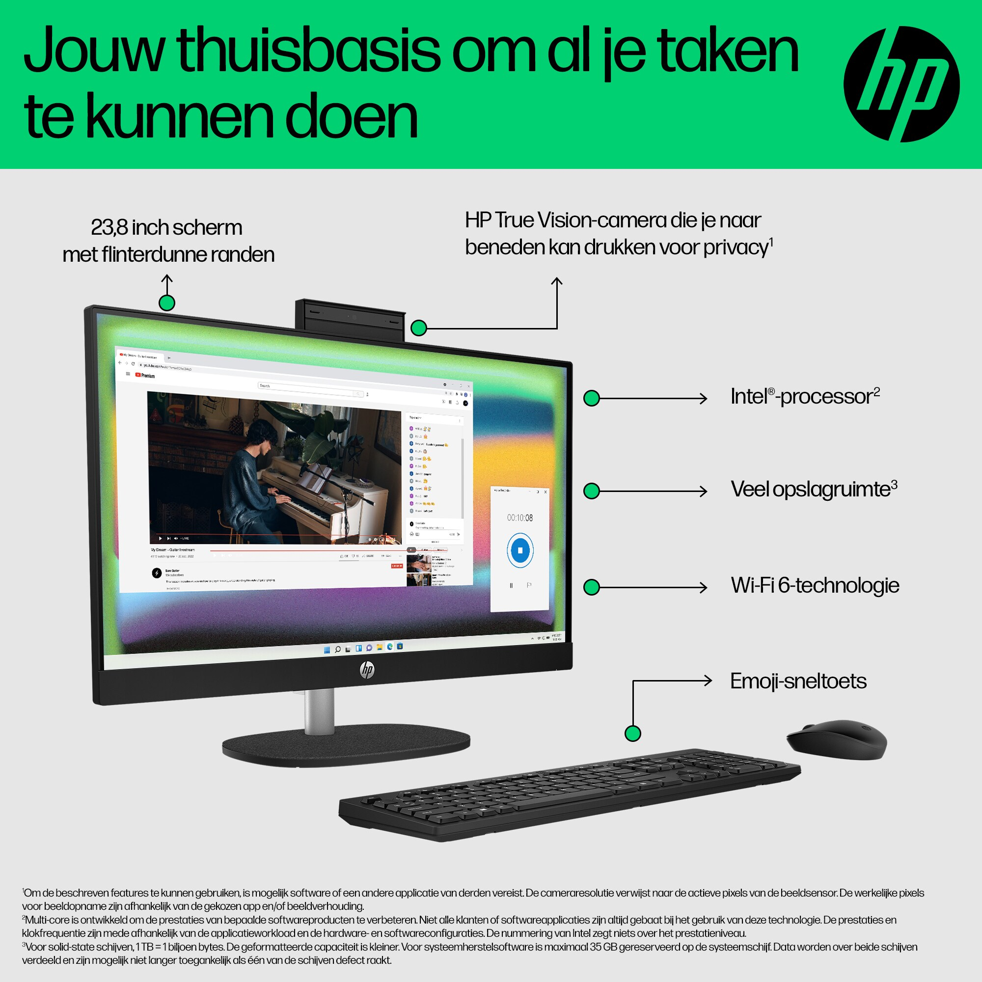 HP 24-cr0055nd Intel® Core™ i5 i5-1335U 60,5 cm (23.8") 1920 x 1080 Pixels Alles-in-één-pc 8 GB DDR4-SDRAM 512 GB SSD Windows 11 Home Wi-Fi 6 (802.11ax) Zwart - Afbeelding 23