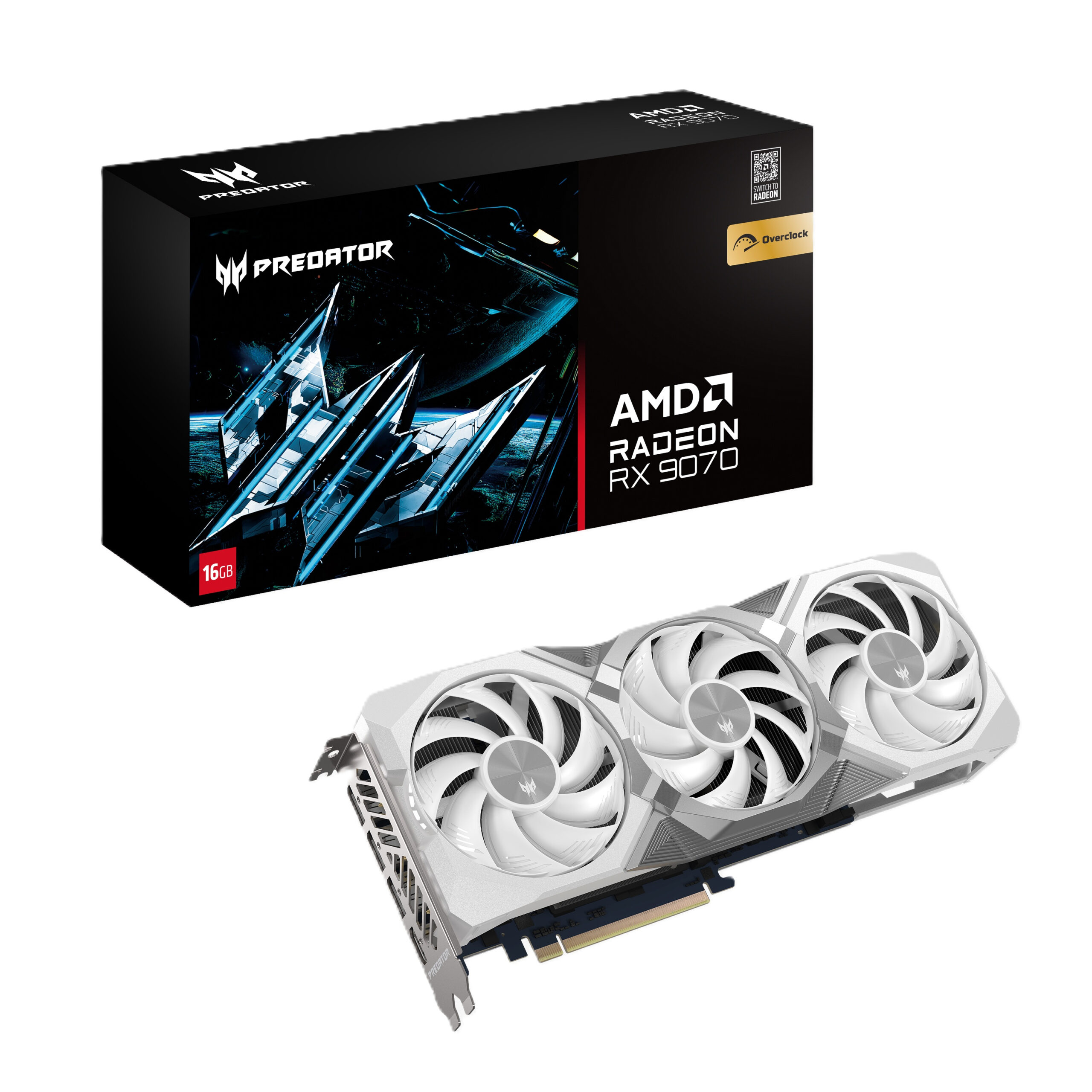 Acer Predator BiFrost Radeon RX 9070 OC 16GB White edition AMD GDDR6 - Afbeelding 2