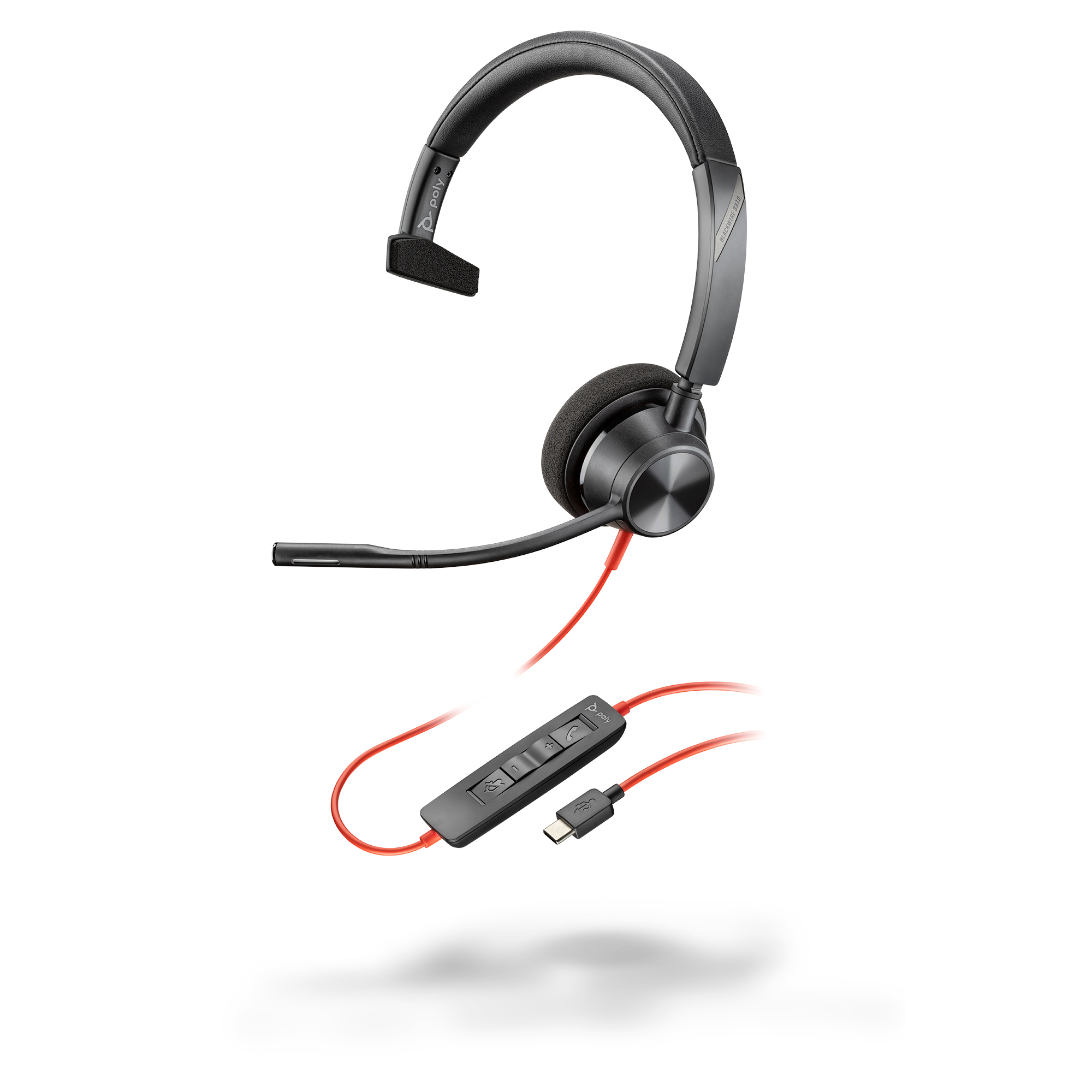 HP Poly Blackwire 3310 Monaural USB-C Headset + USB-C/A adapter - Afbeelding 6