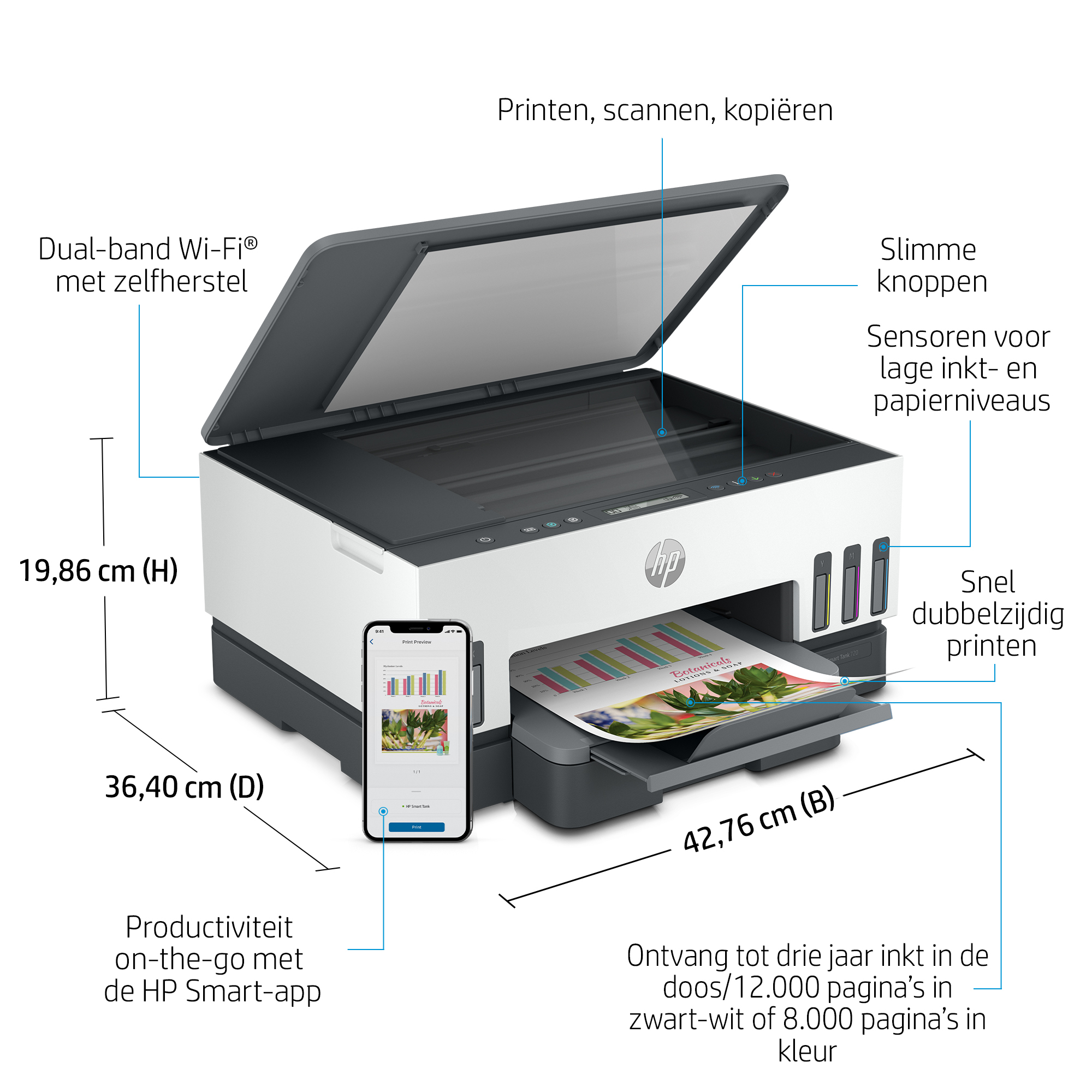 HP Smart Tank 7005 Draadloos All-in-One Kleur Printer, Dubbelzijdig printen; Kopieerapparaat, Scanner - Afbeelding 7