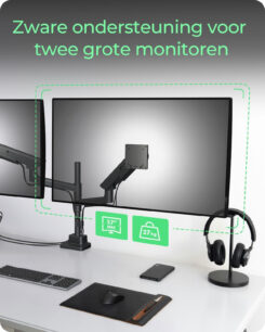 ICY BOX IB-MS702-T flat panel bureau steun 144,8 cm (57") Zwart - Afbeelding 3