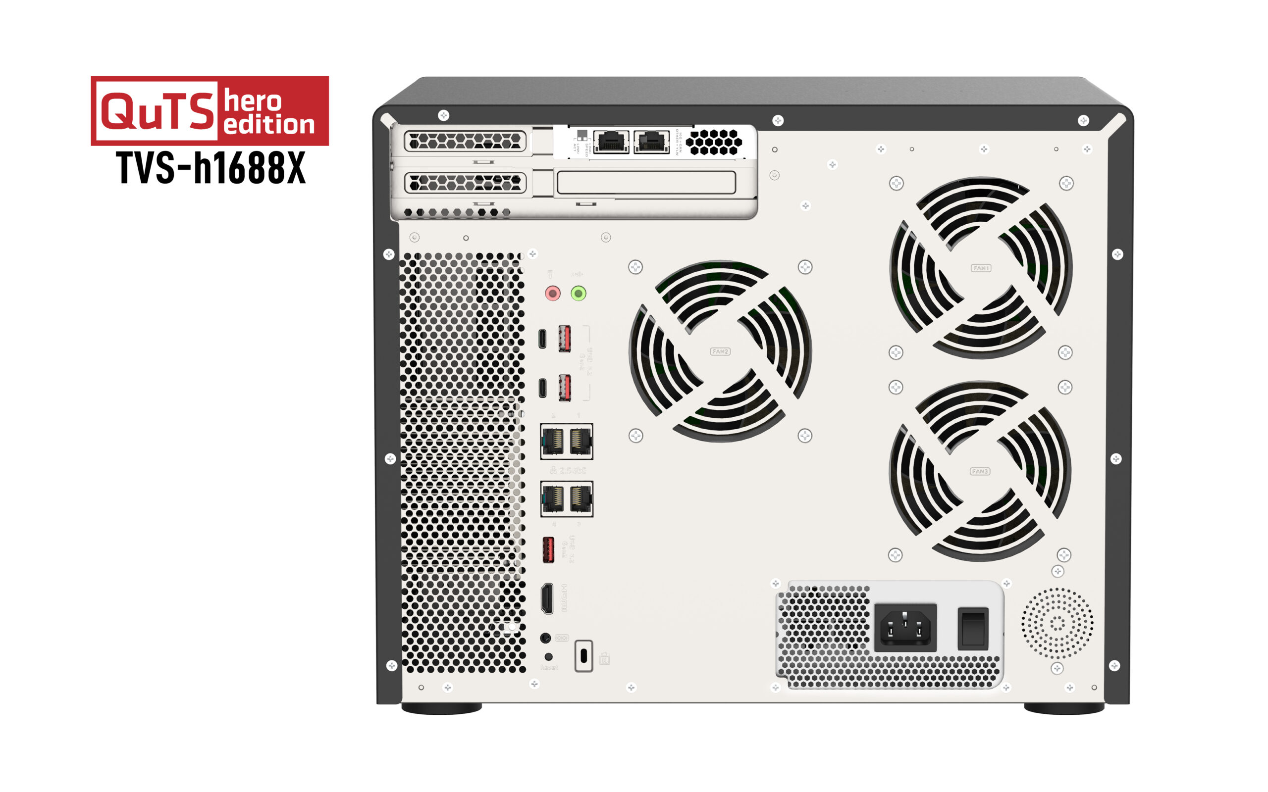 QNAP TVS-h1688X NAS Tower Intel® Xeon® W-1250 32 GB DDR4 0 TB QuTS hero Zwart - Afbeelding 3