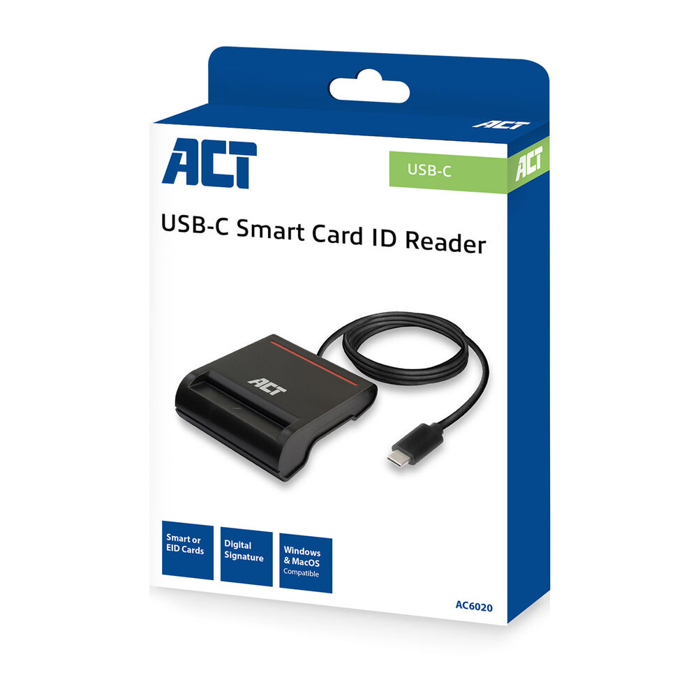 ACT Externe USB-C Smartcard eID Kaartlezer, zwart - Afbeelding 5
