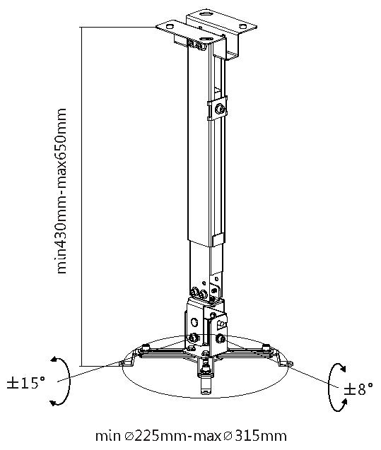 Equip Projector Plafond Wandbevestigingsbeugel, Zwart - Afbeelding 6
