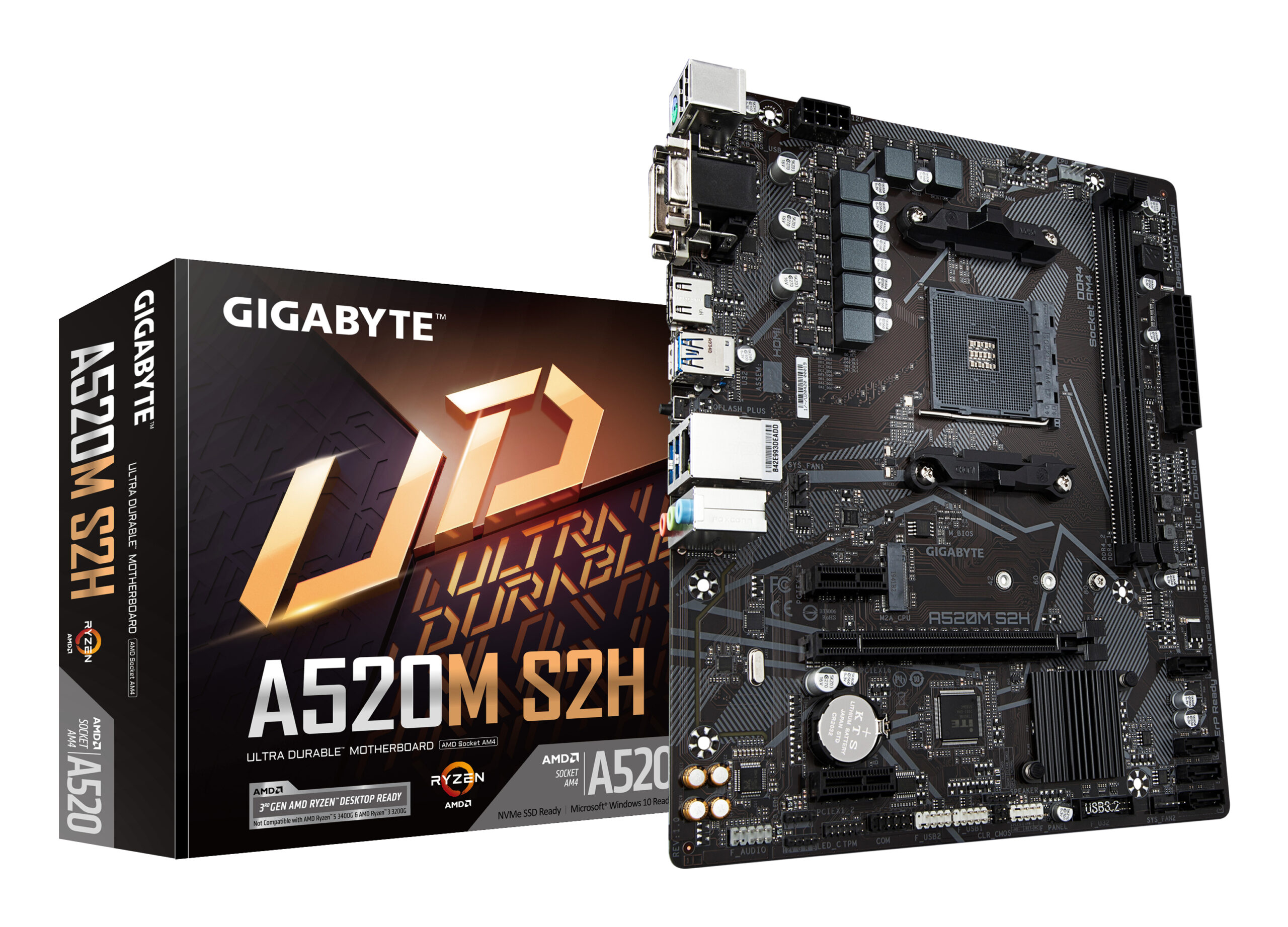 GIGABYTE A520M S2H moederbord AMD A520 Socket AM4 micro ATX - Afbeelding 2