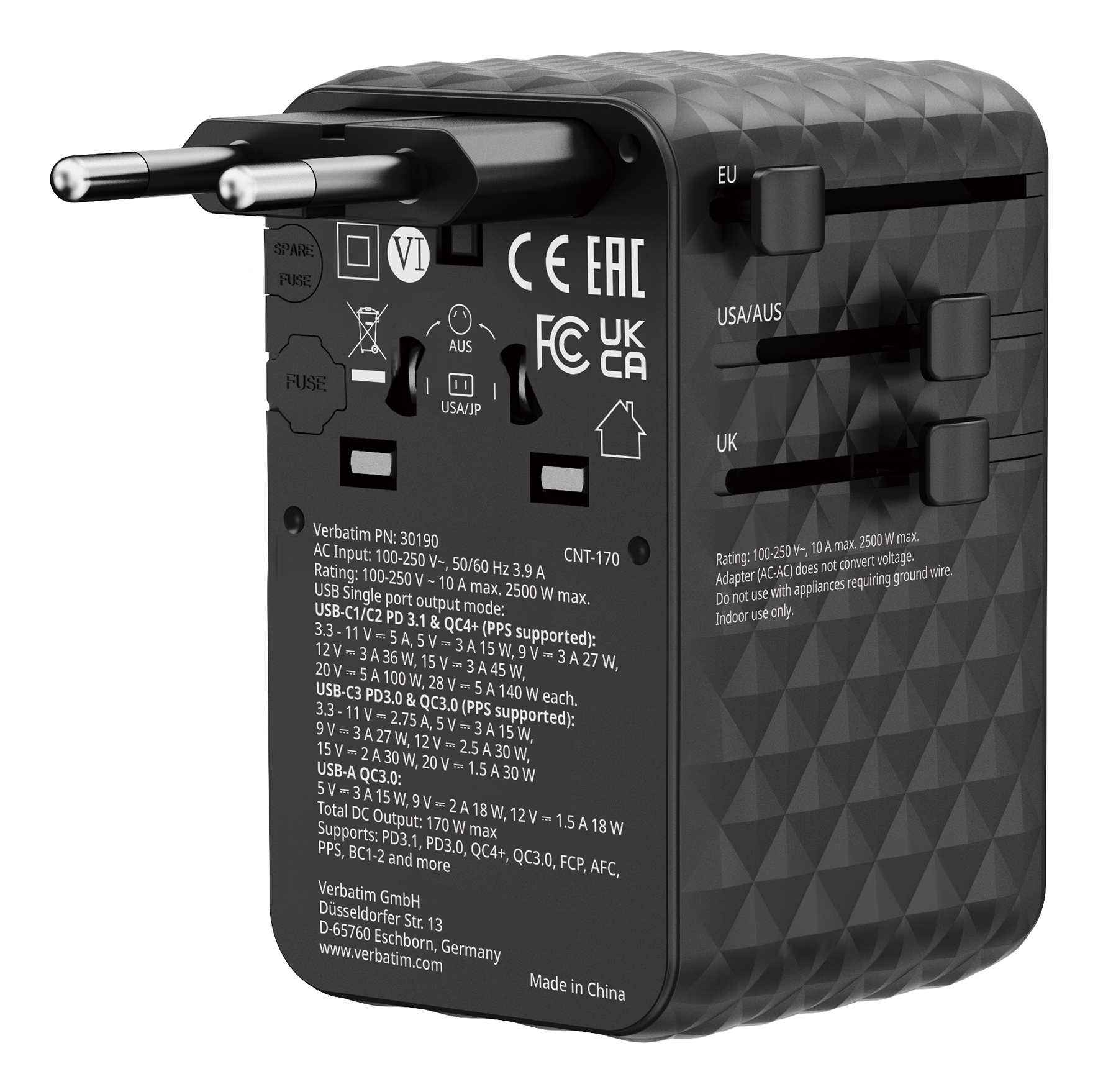 Verbatim 30190 oplader voor mobiele apparatuur Universeel Zwart AC Snel opladen Binnen - Afbeelding 3