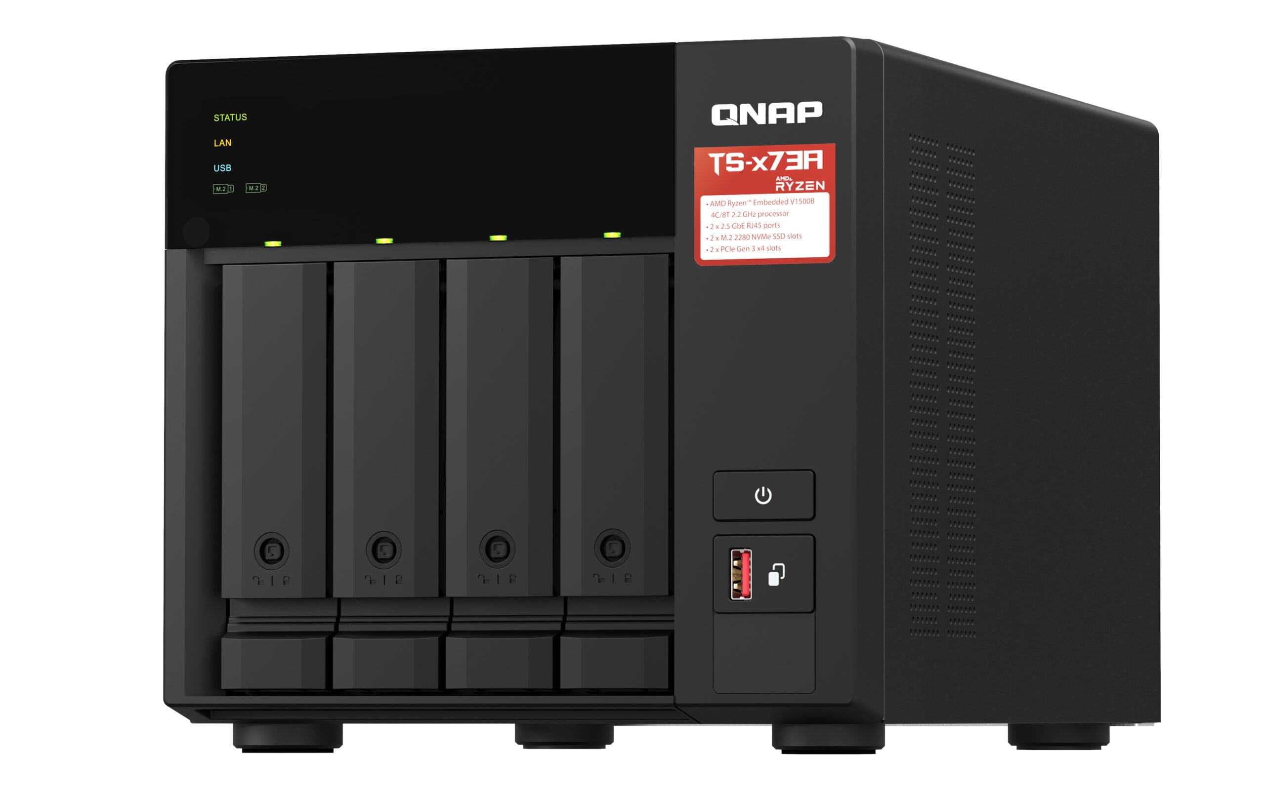 QNAP TS-473A NAS Tower Ryzen Embedded V1500B 8 GB DDR4 0 TB QNAP Turbo System Zwart - Afbeelding 6