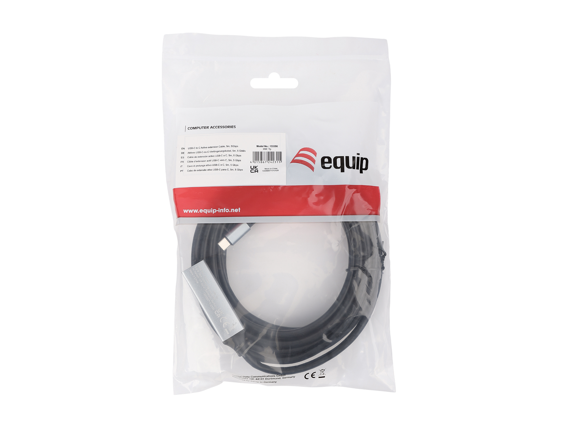 Equip 133356 USB-kabel USB 3.2 Gen 1 (3.1 Gen 1) 5 m USB C Zwart - Afbeelding 4