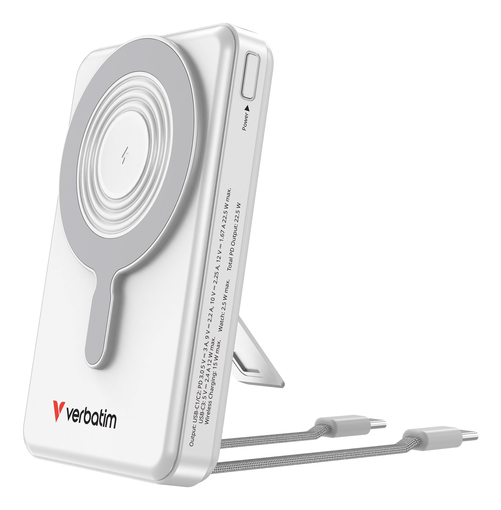 Verbatim 32273 powerbank Lithium-Polymeer (LiPo) 10000 mAh Draadloos opladen Zilver
