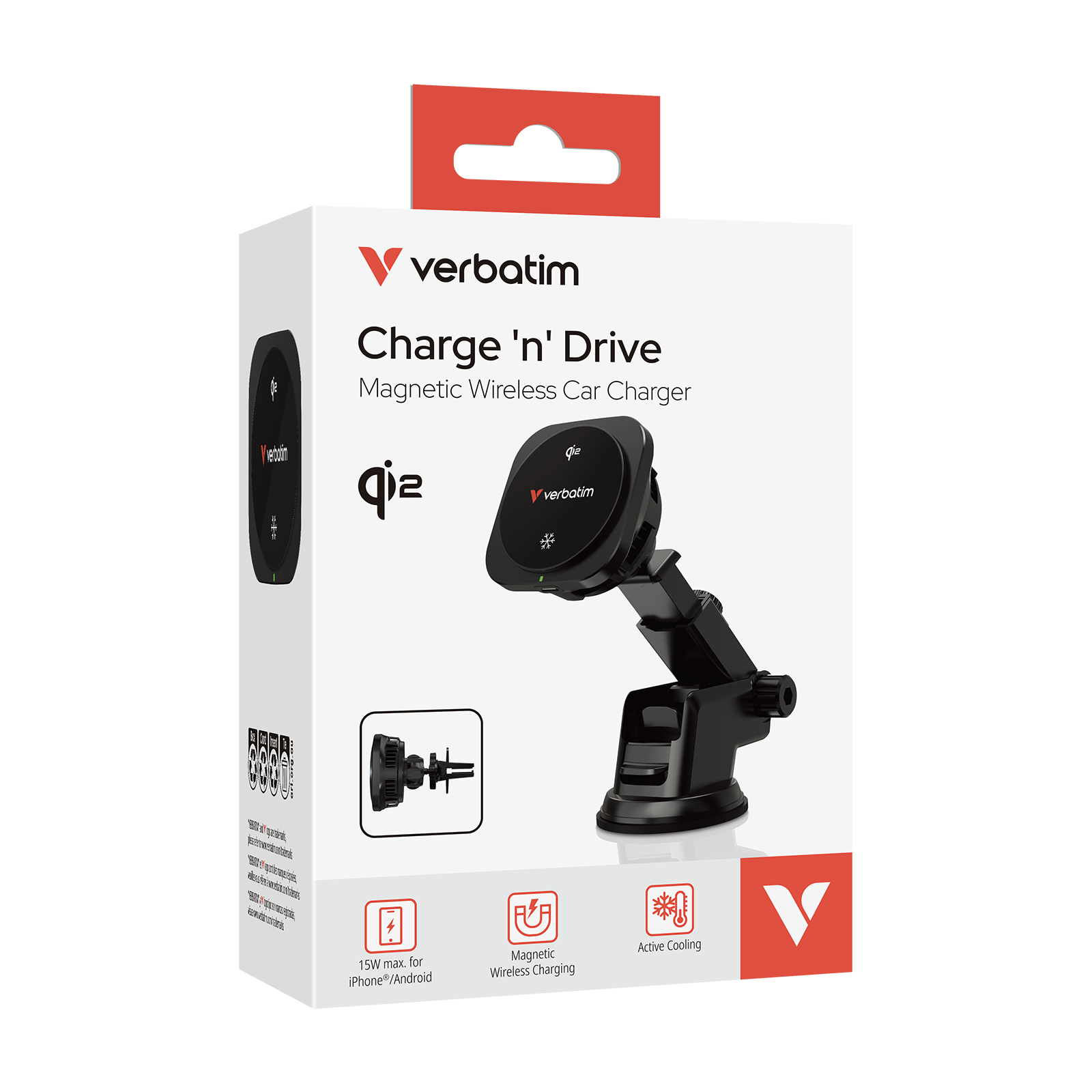 Verbatim Charge 'n' Drive Qi2 magnetische draadloze autolader - Afbeelding 3