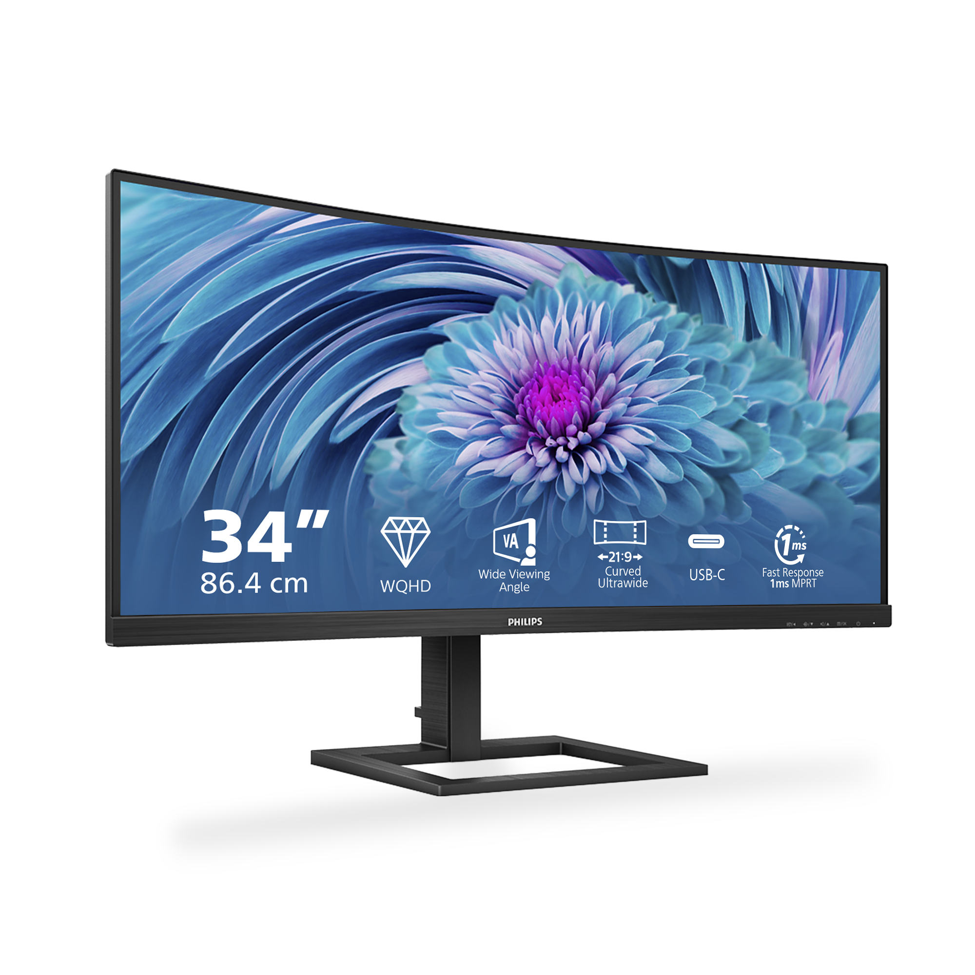 Philips E Line 346E2CUAE/00 computer monitor 86,4 cm (34") 3440 x 1440 Pixels Wide Quad HD+ LCD Zwart - Afbeelding 3