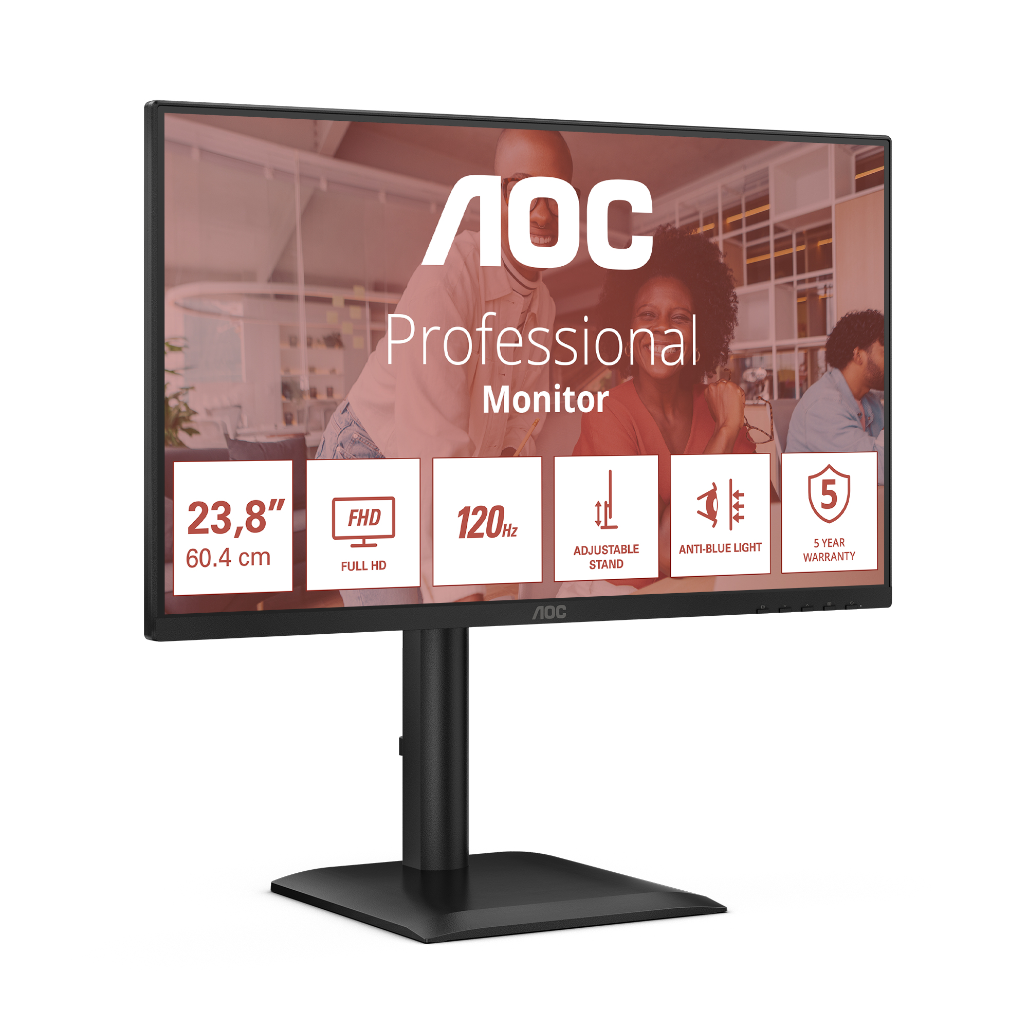 AOC E4 24E4CV computer monitor 60,5 cm (23.8") 1920 x 1080 Pixels Full HD LED Zwart - Afbeelding 4