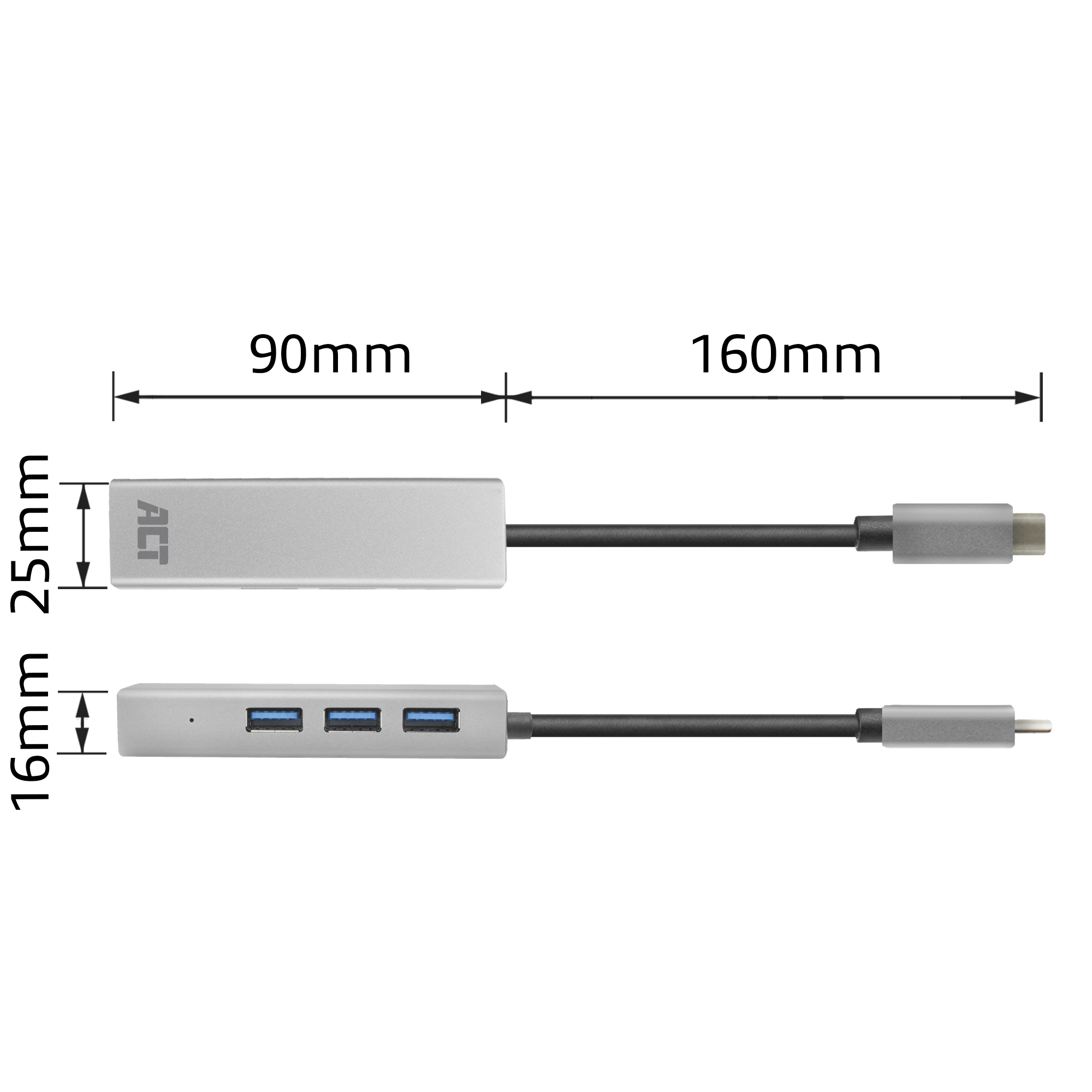ACT USB-C hub 3.0, 3x USB-A, Gigabit ethernet - Afbeelding 8