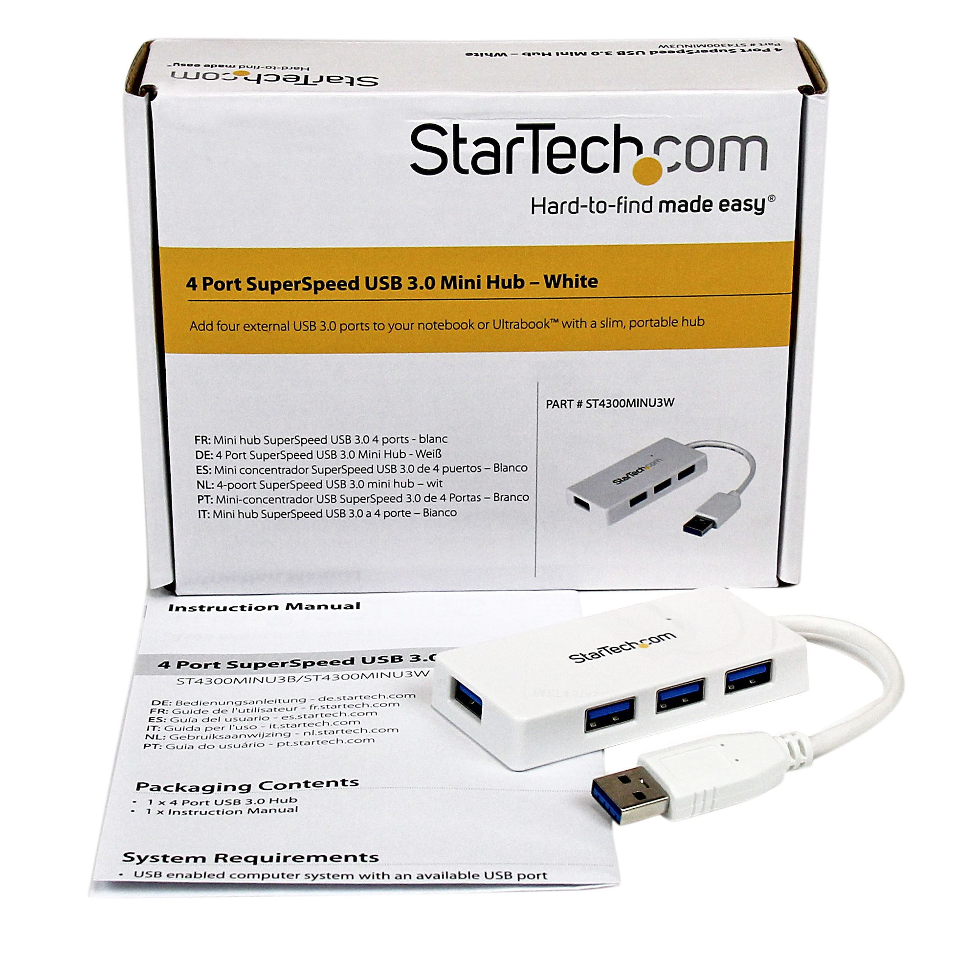 StarTech.com Draagbare 4-poorts SuperSpeed USB 3.0 hub - 5Gbps - wit - Afbeelding 7