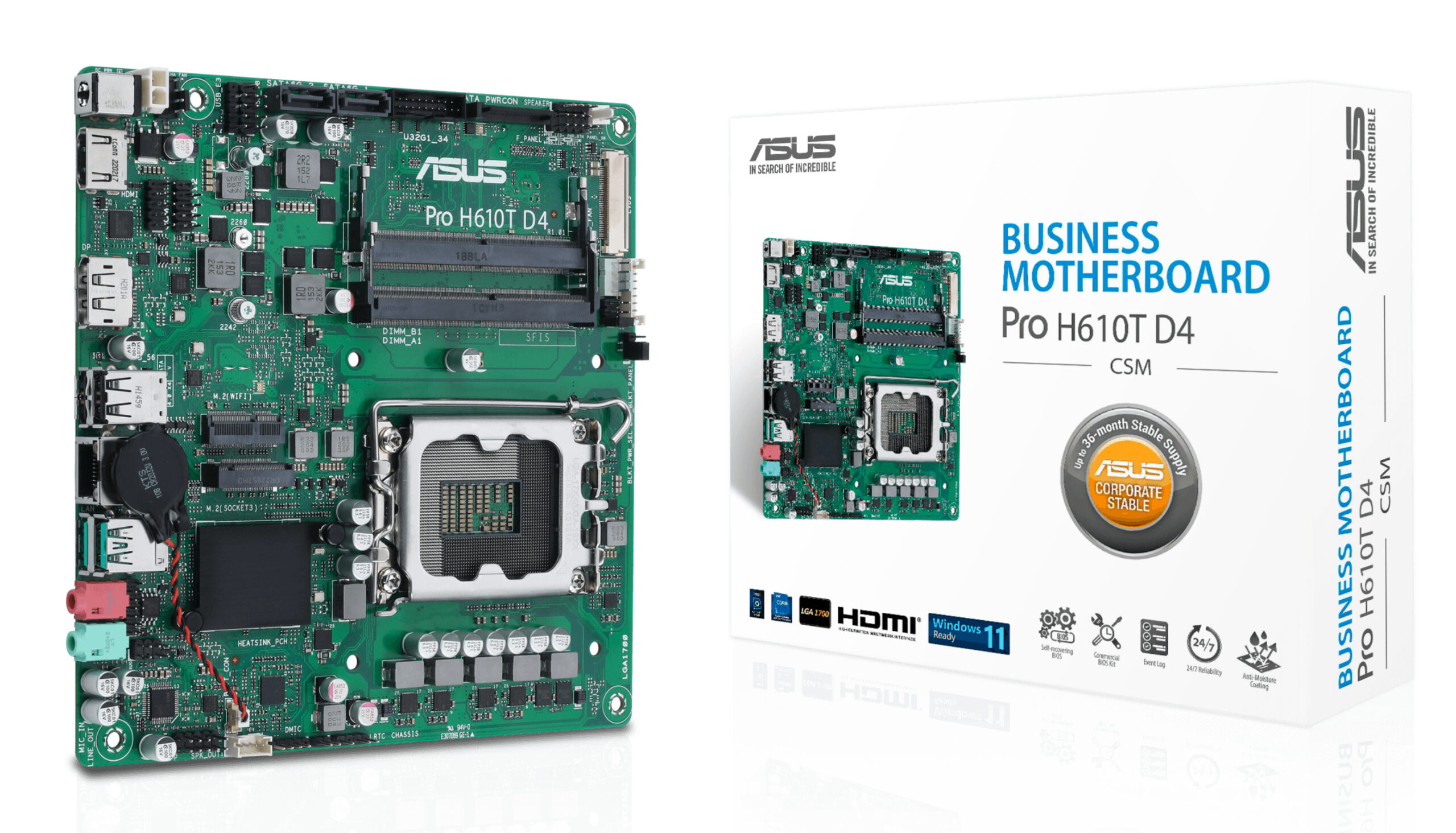 ASUS Pro H610T D4-CSM Intel H610 LGA 1700 Thin Mini ITX