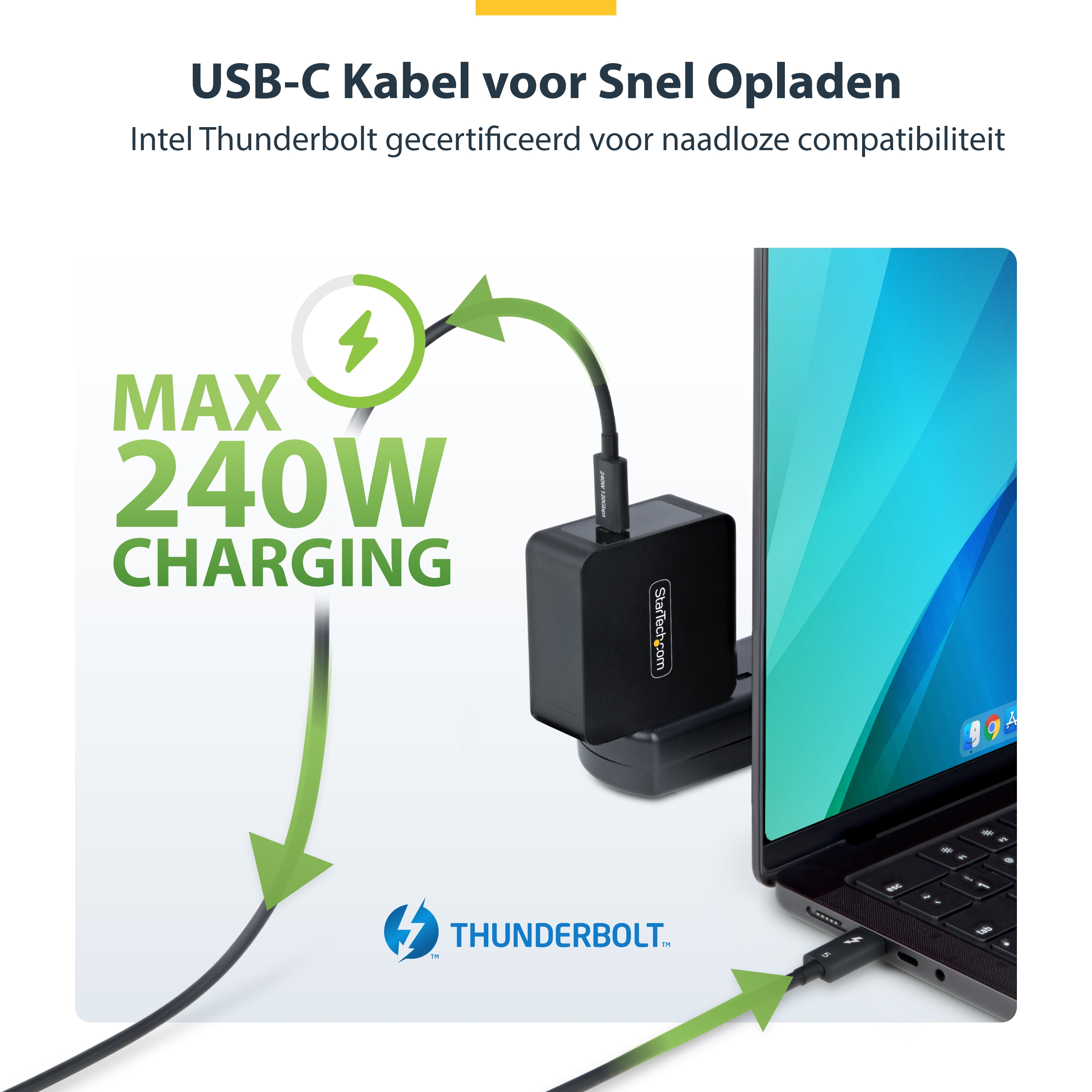 StarTech.com 50cm Thunderbolt 5 Kabel, 80Gbps/Tot 120Gbps, 240W PD EPR, 8K 60Hz, Thunderbolt-Gecertificeerde Kabel, Compatibel met Thunderbolt 4/USB4/USB-C - Afbeelding 13
