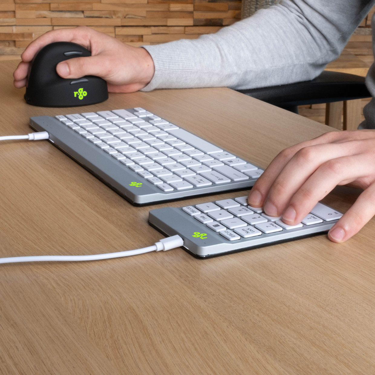 R-Go Tools Numeriek toetsenbord R-Go Numpad Break, ergonomisch numeriek toetsenbord met pauzesoftware, bedraad, wit - Afbeelding 3