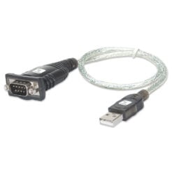 Techly IDATA USB-SER-2T seriële kabel Transparant 0,45 m USB Type-A DB-9