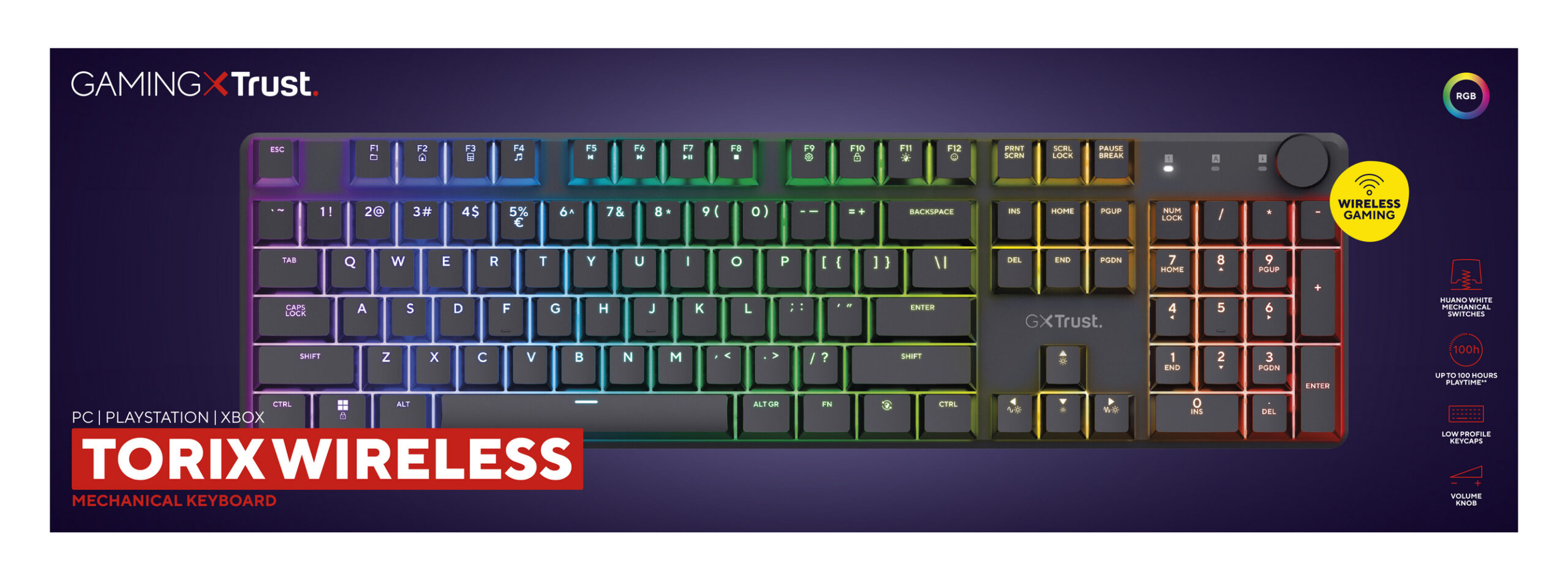 Trust GXT 868 Torix toetsenbord Gamen USB + RF Wireless + Bluetooth QWERTY Amerikaans Engels Zwart - Afbeelding 8