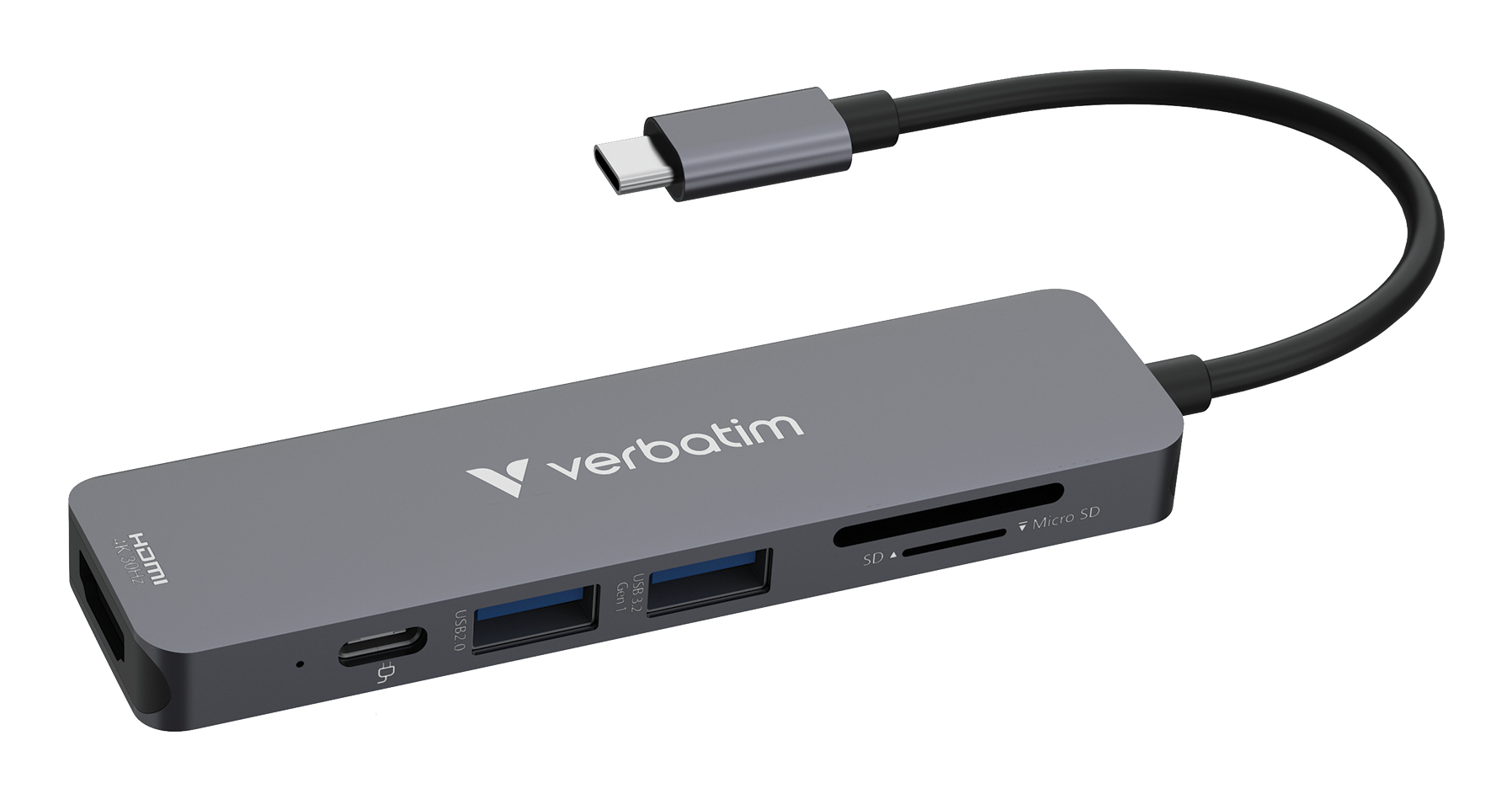 Verbatim USB-C essentiële multipoort hub 6 poorten: HDMI, USB-C PD, USB-A 3.2 Gen 1, USB-A, SD & microSD - Afbeelding 2