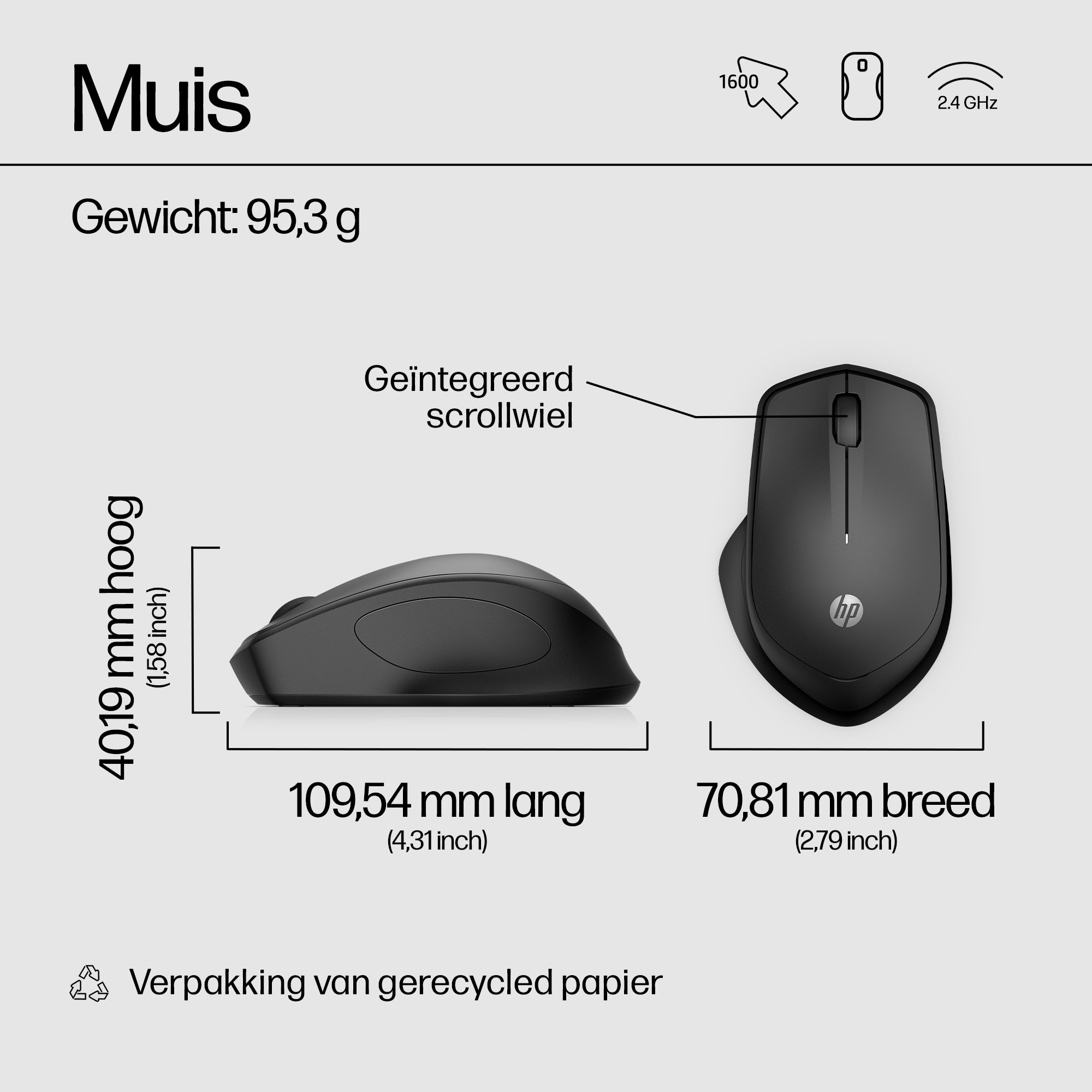 HP 280 Silent Wireless Mouse - Afbeelding 10
