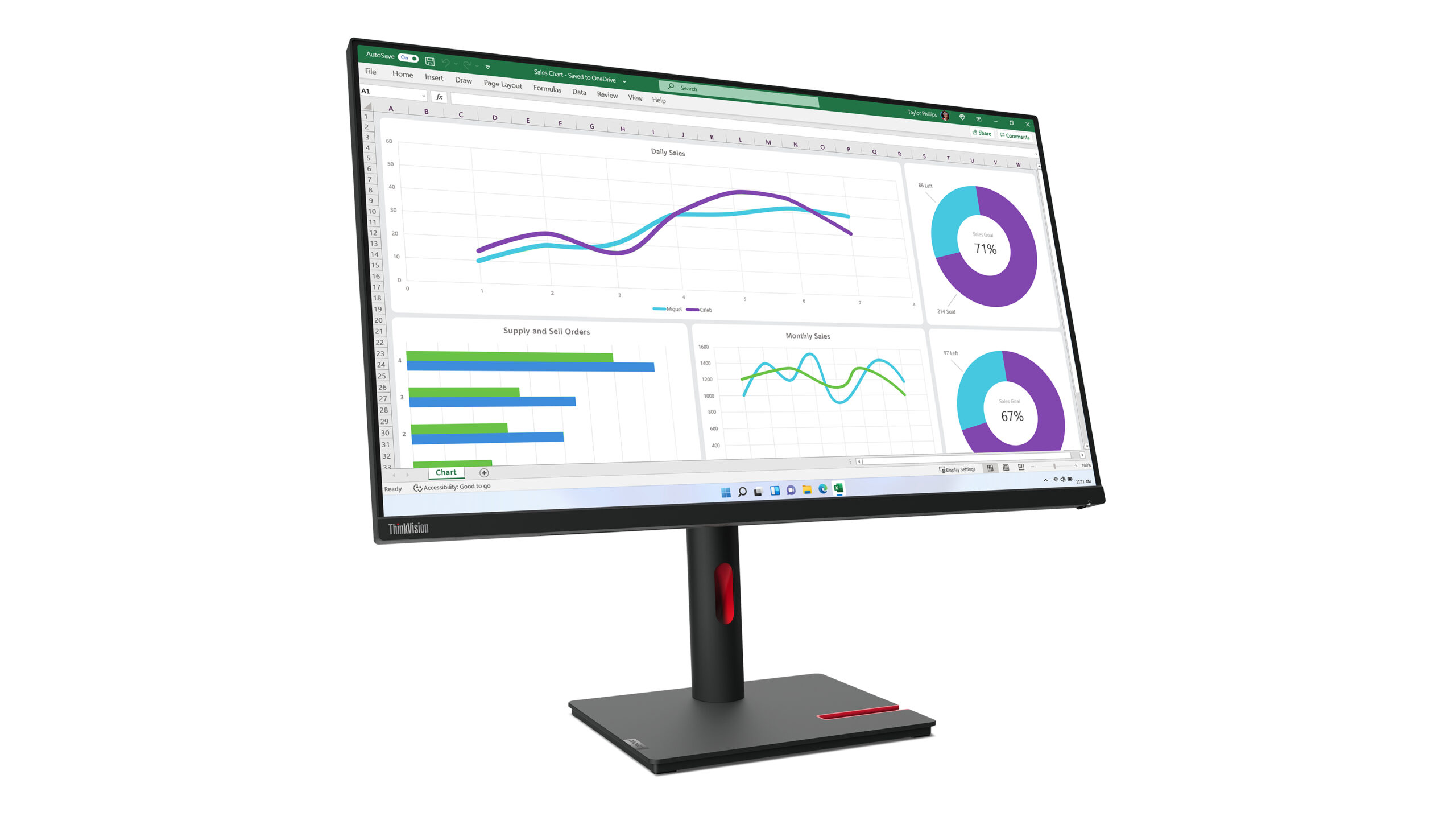 Lenovo ThinkVision T32h-30 LED display 80 cm (31.5") 2560 x 1440 Pixels Quad HD Zwart - Afbeelding 7