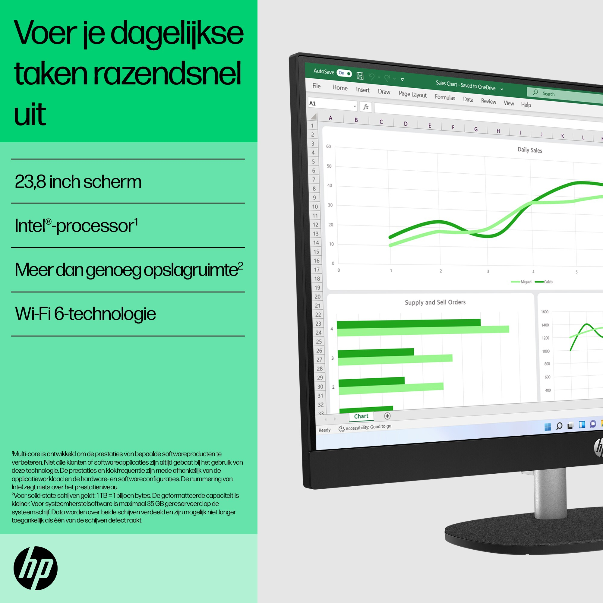 HP 24-cr0055nd Intel® Core™ i5 i5-1335U 60,5 cm (23.8") 1920 x 1080 Pixels Alles-in-één-pc 8 GB DDR4-SDRAM 512 GB SSD Windows 11 Home Wi-Fi 6 (802.11ax) Zwart - Afbeelding 9