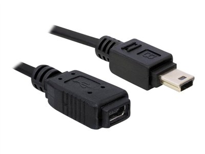 USB Verl. Delock Mini-B -> Mini-B St/Bu 1.00m zwart