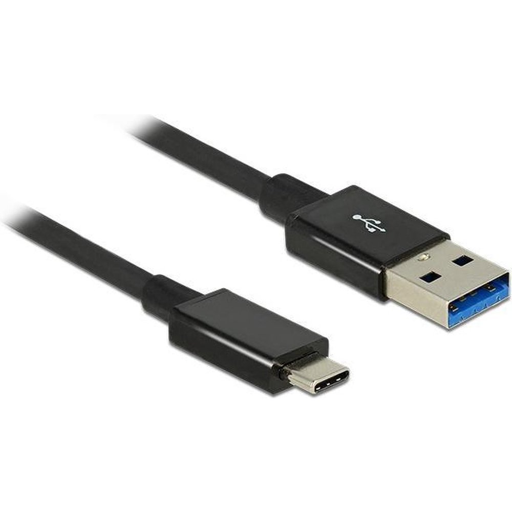 DELOCK USB3.1 Kabel C -> A St/St 1.00m koaxial zwart Prem