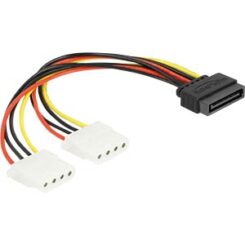 DELOCK Stroomkabel SATA 15Pin -> 2x Molex 4Pin St/Bu 0.20m