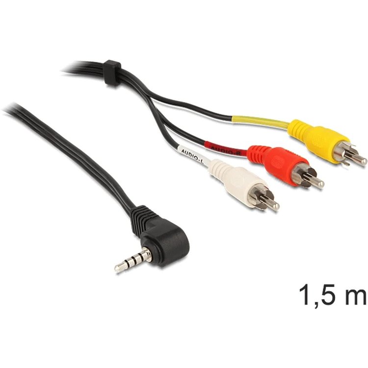 DELOCK Klinkekabel 3,5mm 90° -> 3x Cinch St/St 1.50m