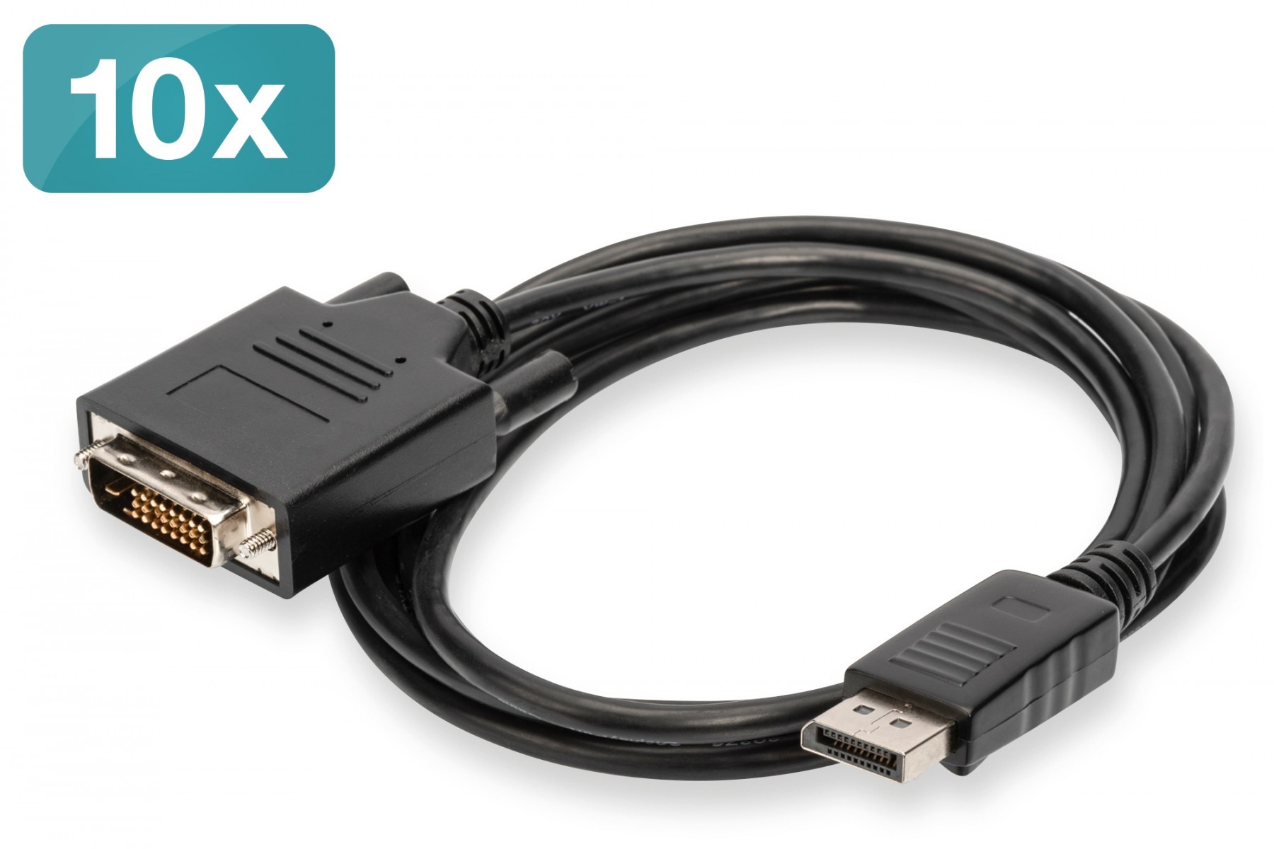 DIGITUS DisplayPort - DVI Adapterkabel, 10er Pack, 2m, zwart