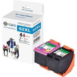 G&G XL-Patrone Multipack kompatibel mit HP 62XL BK + COL