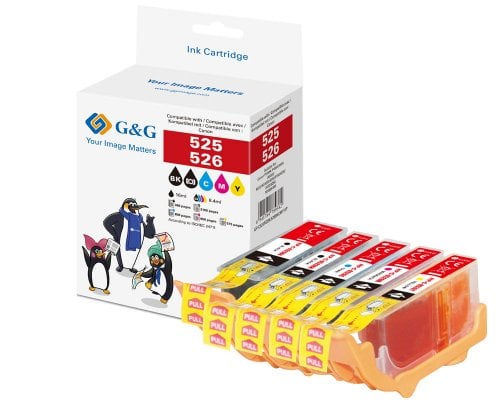 G&G Druckerpatronen 5er Set für Canon PGI-525BK+CLI-526