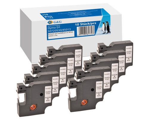 G&G Schriftband 10ner Set für DYMO D1/ S0720530/ 45013ß