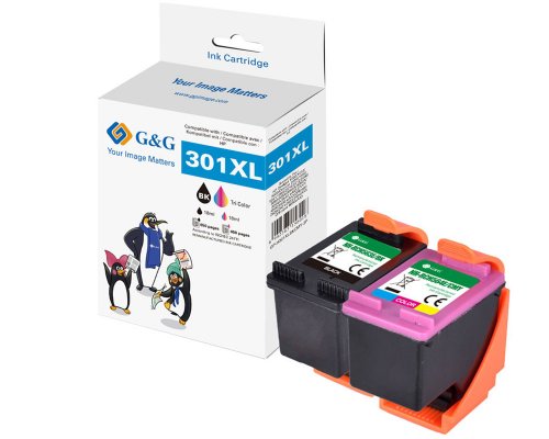 G&G High Quality Patronen 2er Set für HP 301XL BKxC