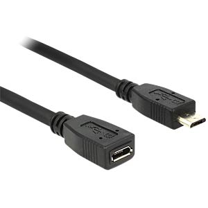 DELOCK USB Verl. Micro-B -> Micro-B St/Bu 1.00m zwart