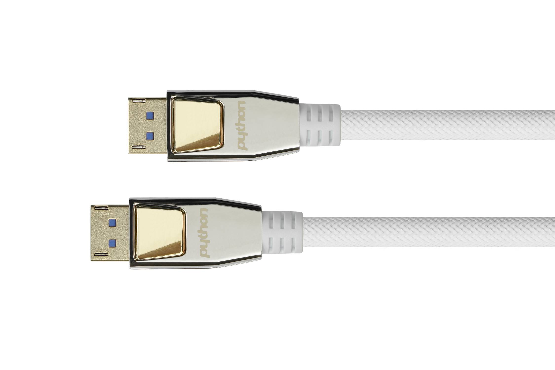 Python DisplayPort 2.0 Kabel Nylongeflecht weiß 3m
